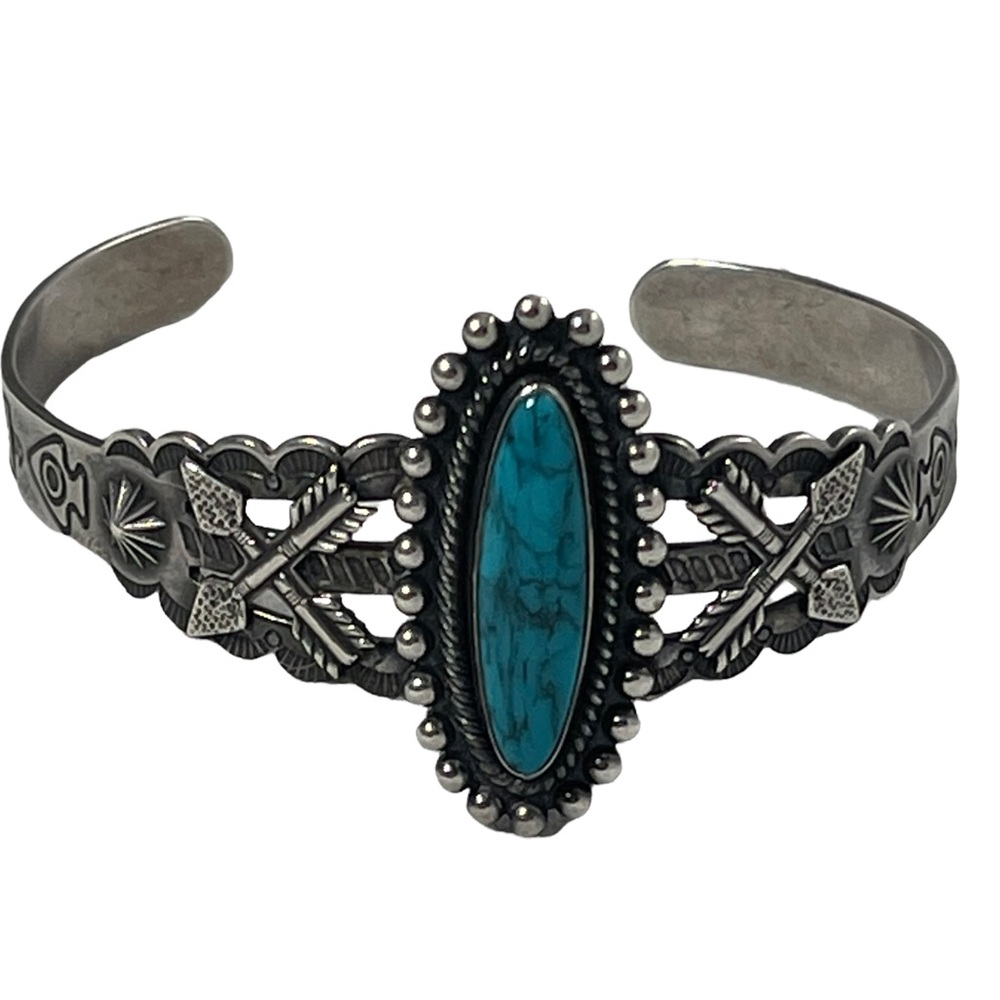 Vintage Sterling silver 925 Turquois Navajo southwestern Indian bangle bracelet